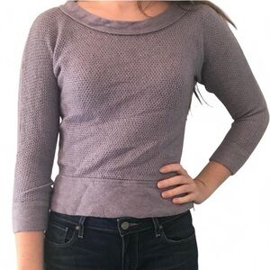 ANNE TAYLOR LOFT Lavender Soft Knit Sweater 3/4 Sleeve Side zip